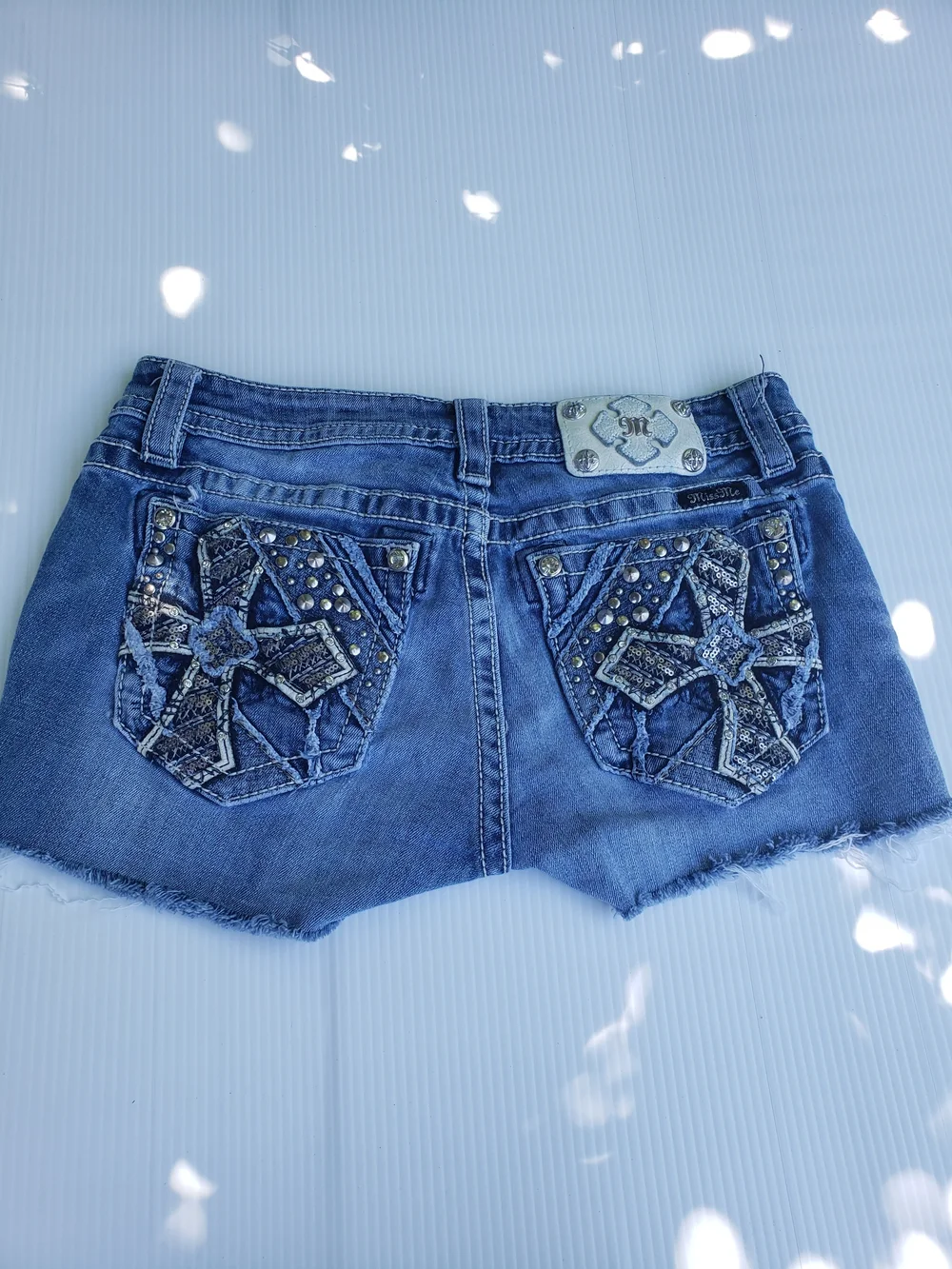 Miss Me Denim Cutoff Women's Shorts - Blue 29